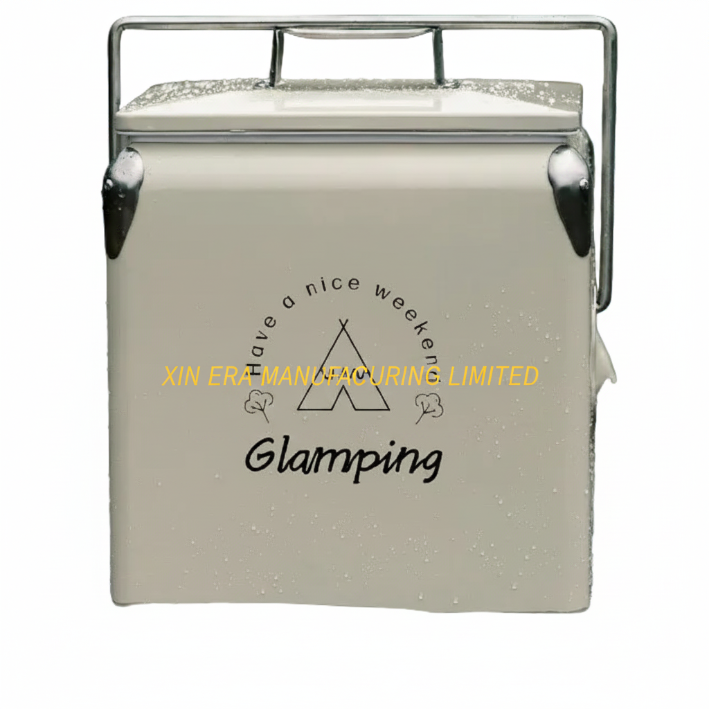Xinera-Insulated-Glamping-Cooler-Outdoor-Ice-Chest-Vintage-Cream-Metal-Handle-Camping-Gear