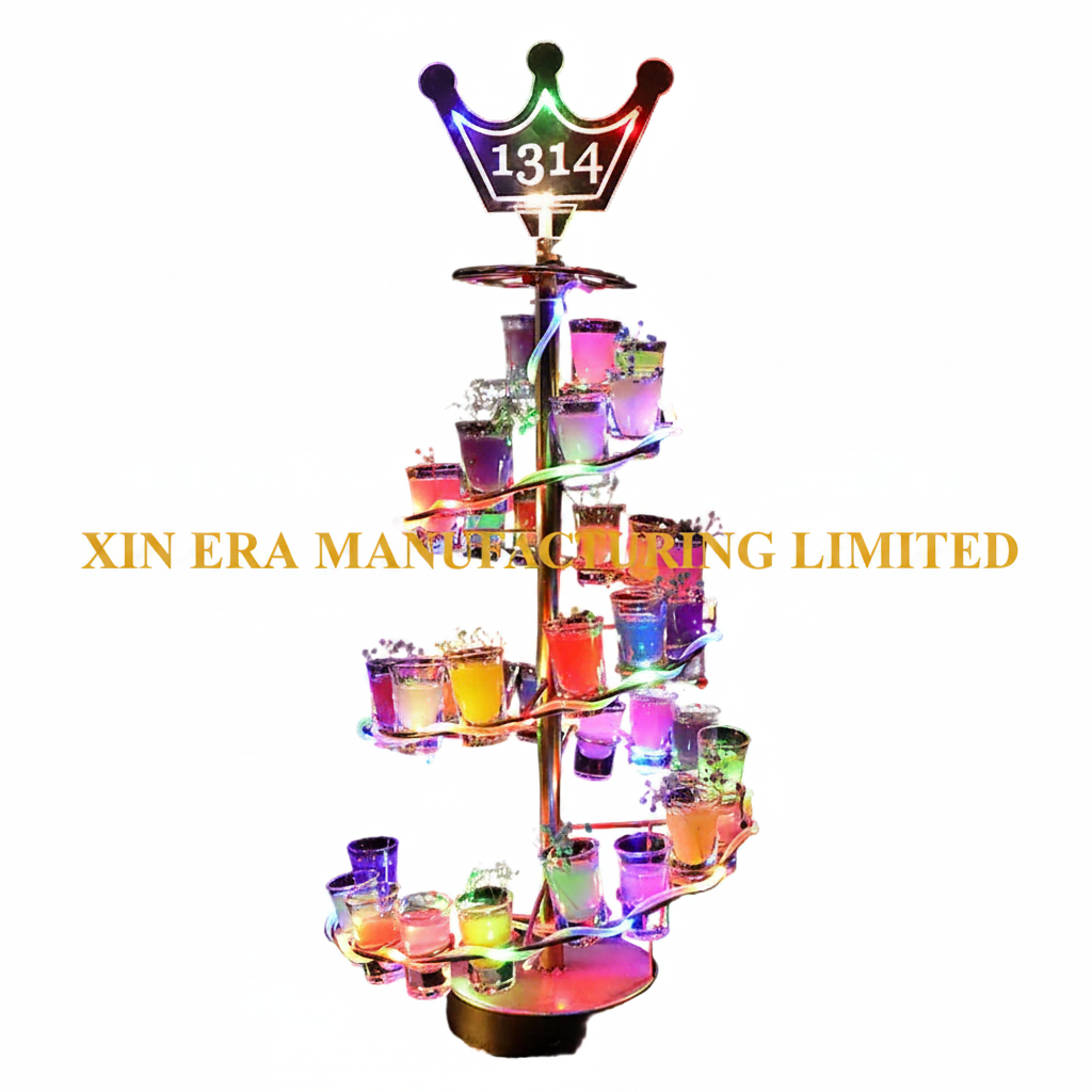 Spiral Crown LED Shot Glass Holder - Rotating Luminous Glorifier for VIP Nightclub Service