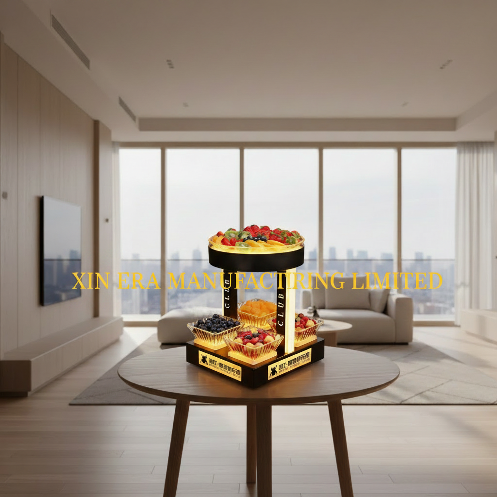 Xinera-Custom-Logo-LED-Fruit-Tray-Double-Tier-Luminous-Snack-Service-Rack-Nightclub-Factory-Real-Shot