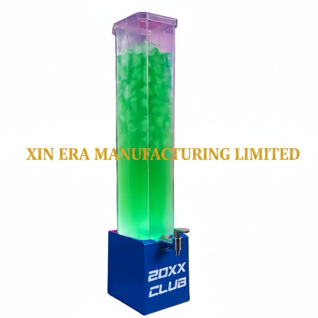 Xinera-Custom-LED-Beer-Tower-Luminous-Square-Drink-Dispenser-with-Tap-20XX-CLUB-Logo-Nightclub-VIP-Service-Factory-Real-Shot