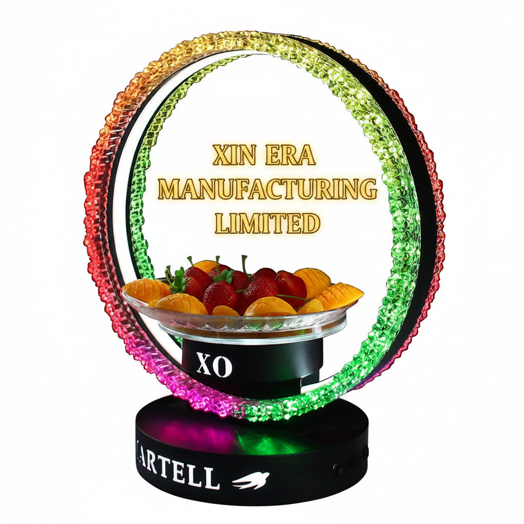 Xinera-Custom-Martell-Logo-LED-Single-Layer-Circular-Fruit-Bowl-Luminous-Champagne-Wine-Bottle-Presenter-Elite-Presentation-Display-Factory-Real-Shot