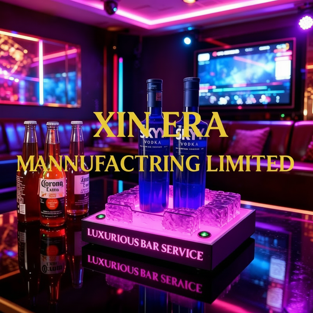 Xinera-Custom-Laser-Cut-LED-Bottle-Glorifier-SKYY-Vodka-Luminous-Display-Base-VIP-Service-Nightclub-Factory-Real-Shot