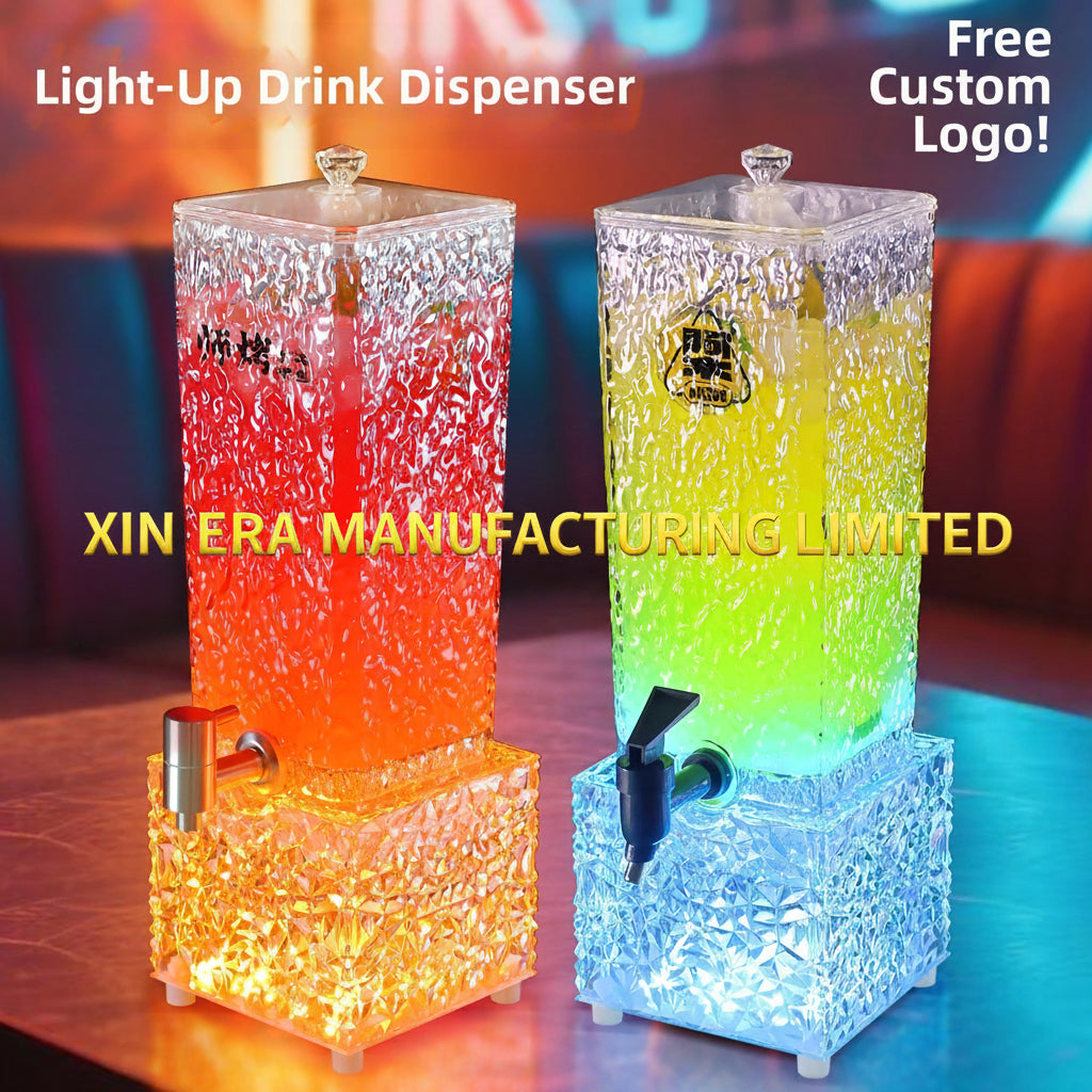 Xinera-Diamond-Texture-LED-Drink-Dispenser-Luminous-Square-Beer-Tower-with-Tap-RGB-Color-Changing-Nightclub-VIP-Service-Factory-Real-Shot