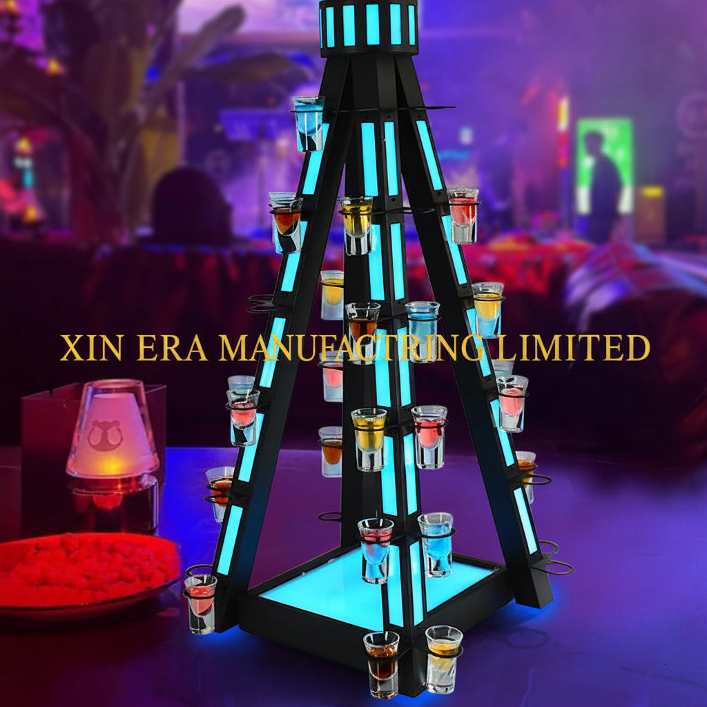 LED-Shot-Glass-Pyramid-Tower-Multi-Tier-VIP-Party-Display-Original-Factory-Shot