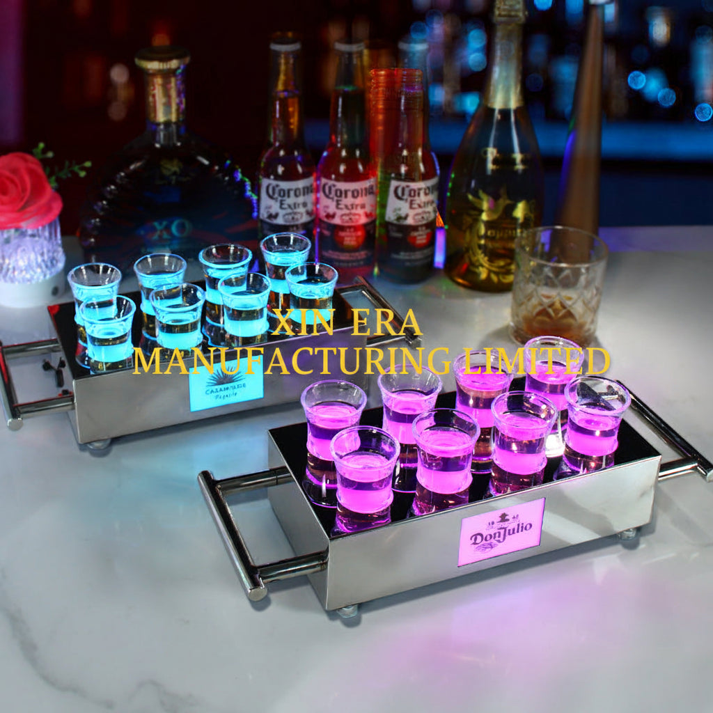 Xinera-Custom-Casamigos-Tequila-Logo-Stainless-Steel-LED-Shot-Glass-Holder-8-Slot-Luminous-Shooter-Tray-with-Handles-Nightclub-VIP-Service-Factory-Real-Shot