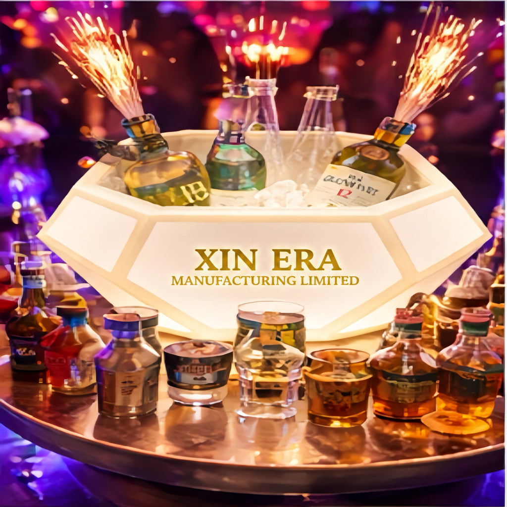 Xinera-Diamond-Cut-LED-Ice-Bucket-Geometric-Luminous-Champagne-Cooler-Custom-Logo-Real-Shot