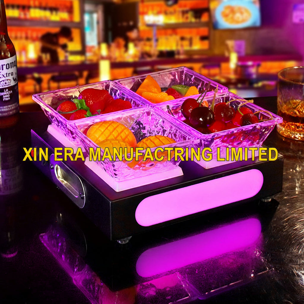 Xinera-Luxury-5-Bottle-LED-Champagne-Display-Stand-Shield-Style-Luminous-Wine-Glorifier-Rack-The-Moonlight-Zone-Logo-Factory-Real-Shot
