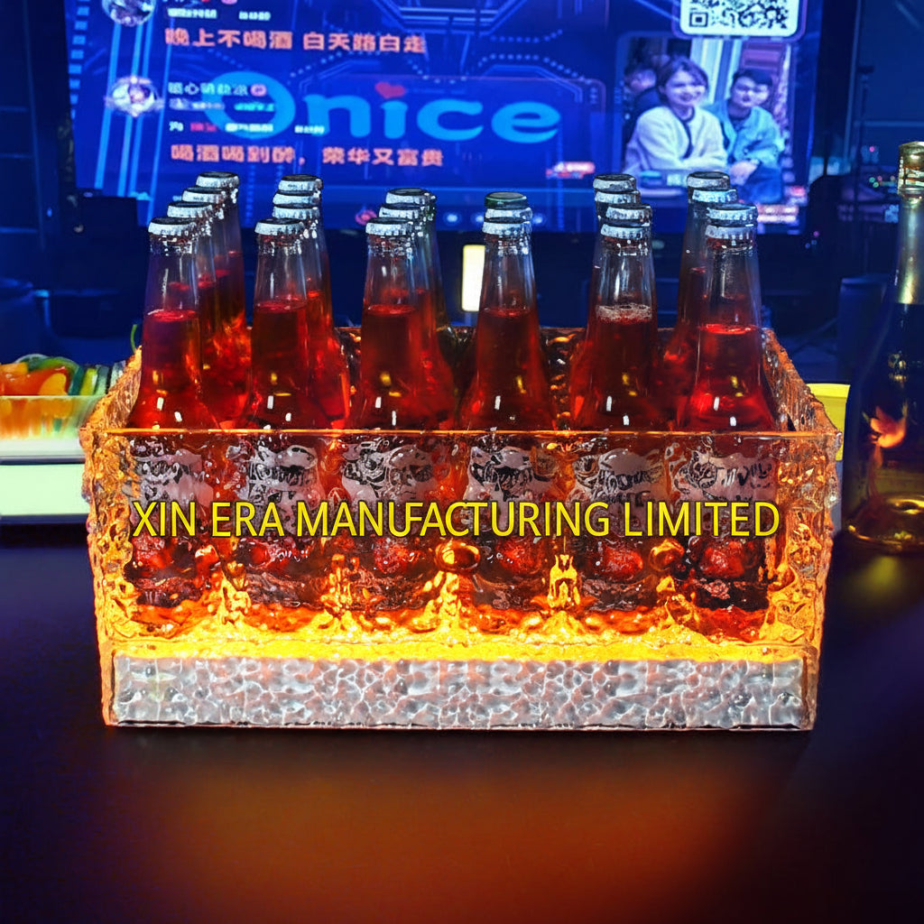 Xinera-028-Luxury-LED-Ice-Bucket-Square-Ice-Pattern-Glowing-Champagne-Beer-Tub-Warm-Golden-Light-Nightclub-VIP-Lounge-Factory-Real-Shot