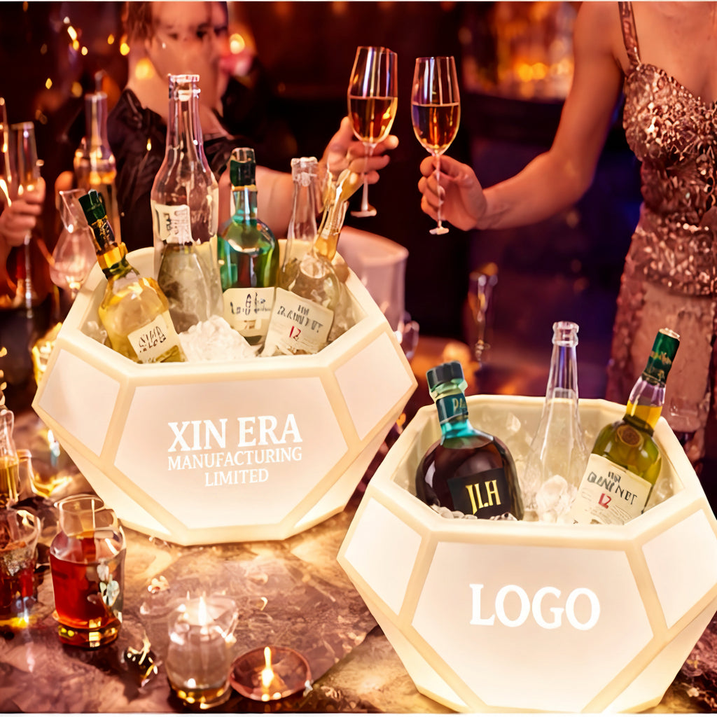 Xinera-Diamond-Cut-LED-Ice-Bucket-Geometric-Luminous-Champagne-Cooler-Custom-Logo-Real-Shot