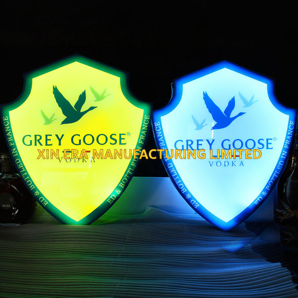 Luminous swan shape service board with pink and purple neon LED lights