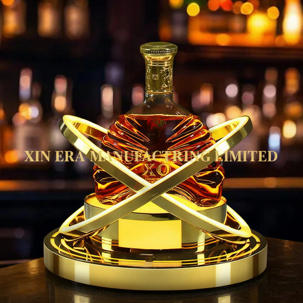 Xinera-Custom-Gold-Orbit-LED-Bottle-Glorifier-Triple-Ring-Luminous-Liquor-Display-Base-VIP-Service-Factory-Real-Shot