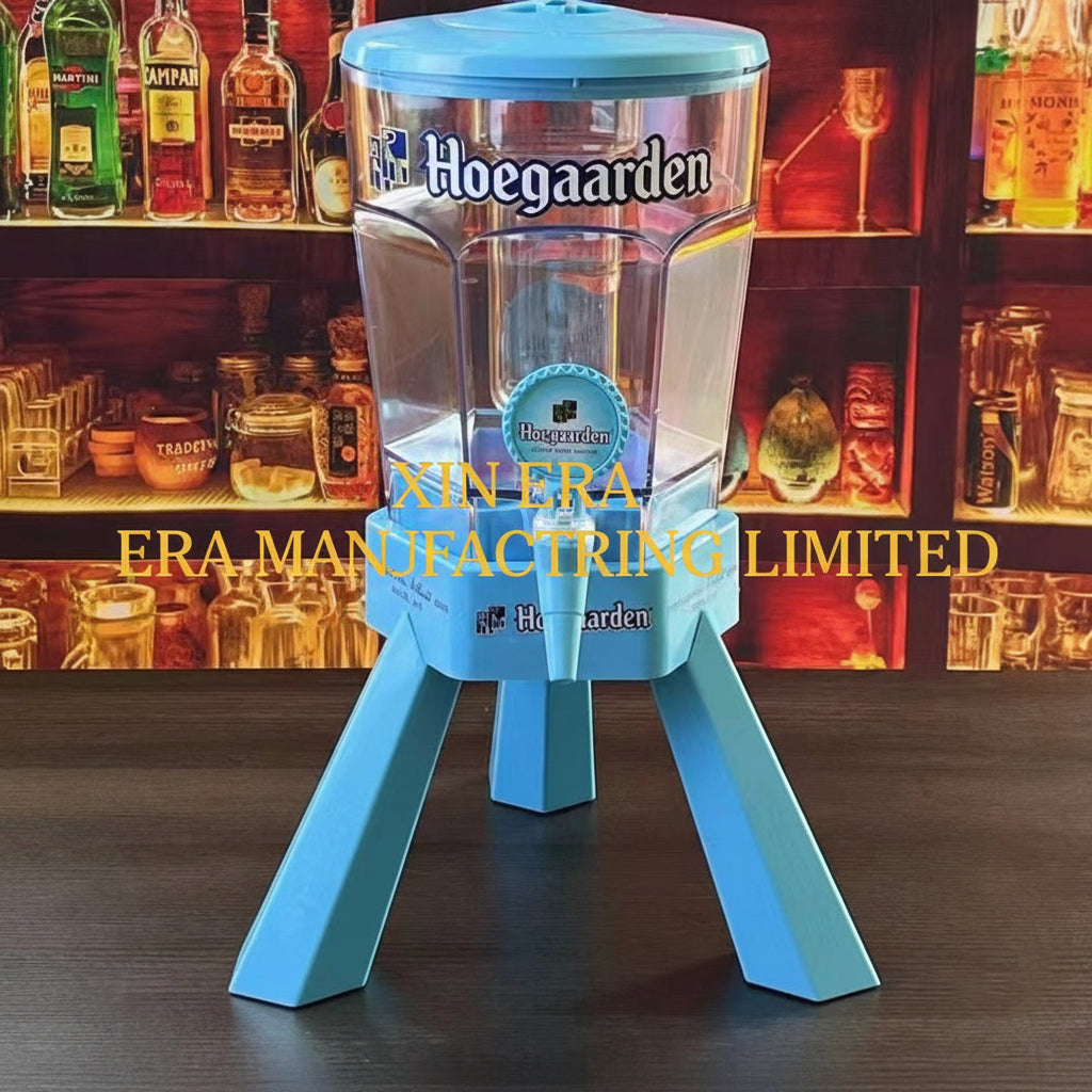 Xinera-Custom-Hoegaarden-Logo-LED-Drink-Dispenser-Luminous-Ice-Bucket-with-Tap-Tripod-Stand-Nightclub-VIP-Service-Factory-Real-Shot
