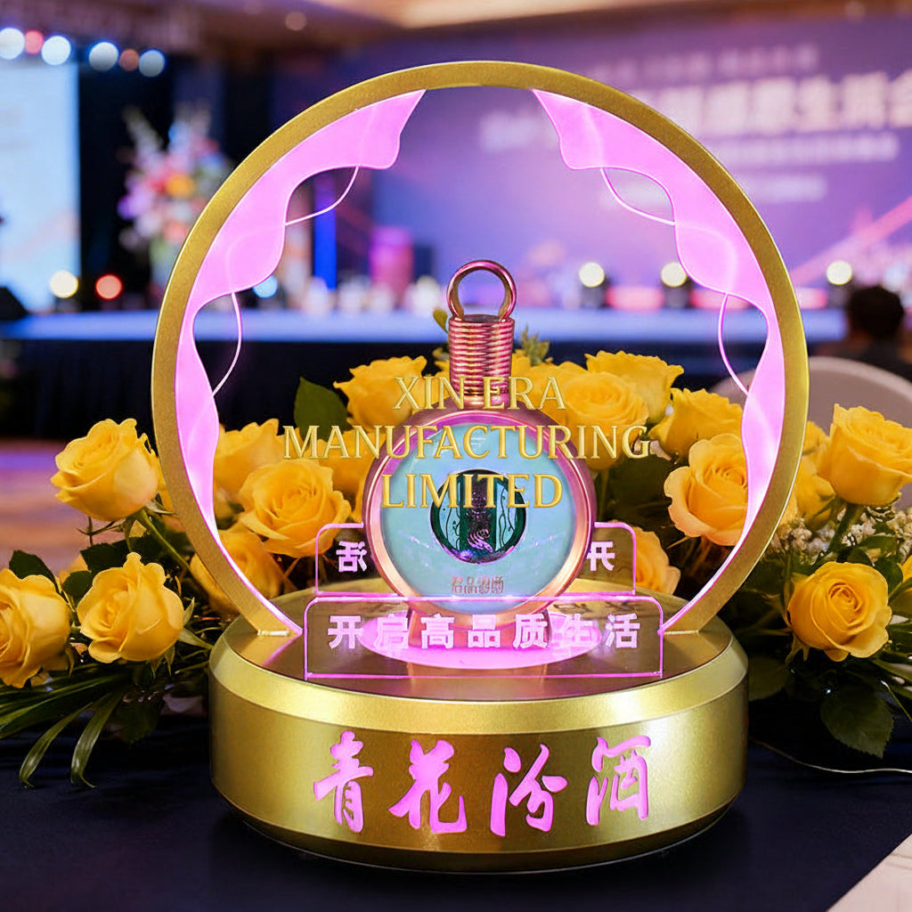 Xinera-Custom-LED-Rotatable-Bottle-Glorifier-Green-Luminous-Liquor-Display-Base-VIP-Service-Factory-Real-Shot