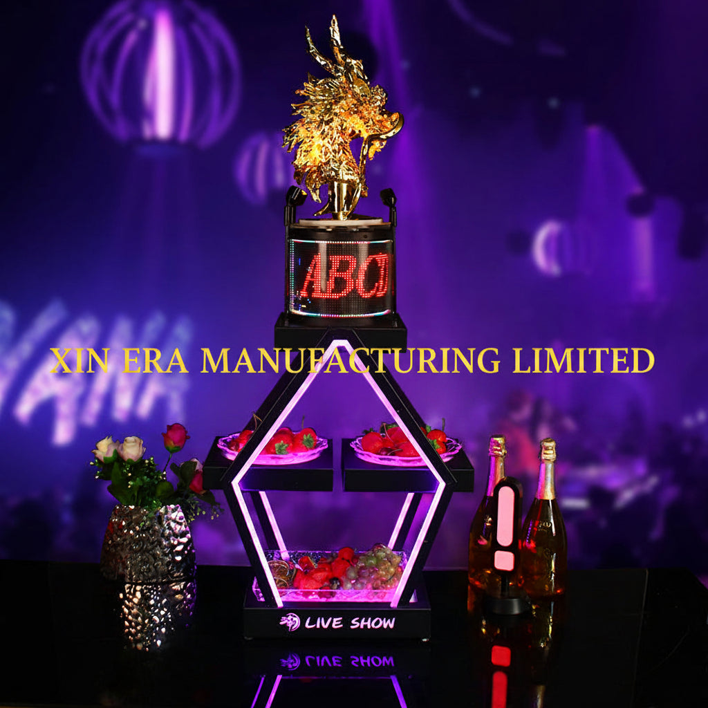 Xinera-2-Tier-LED-Dragon-Nightclub-VIP-Bottle-Presenter-Fruit-Tower-Golden-Dragon-Sculpture-Spotlights-Live-Show-VIP-Table-Service-Factory-Real-Shot