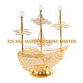 VIP LED sailing ship shot glass holder with gold metallic frame and crystal grids