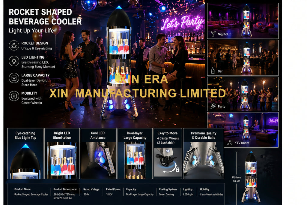 Xinera-Rocket-Shaped-LED-Champagne-Display-Cabinet-Luminous-Multi-Tier-Bottle-Glorifier-Nightclub-VIP-Service-Factory-Real-Shot