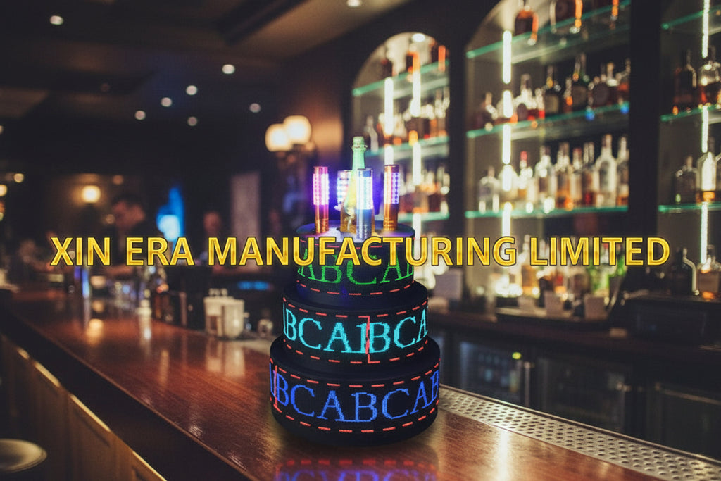 Xinera-Programmable-3-Tier-LED-Cake-Bottle-Presenter-App-Controlled-Scrolling-Text-Nightclub-VIP-Display