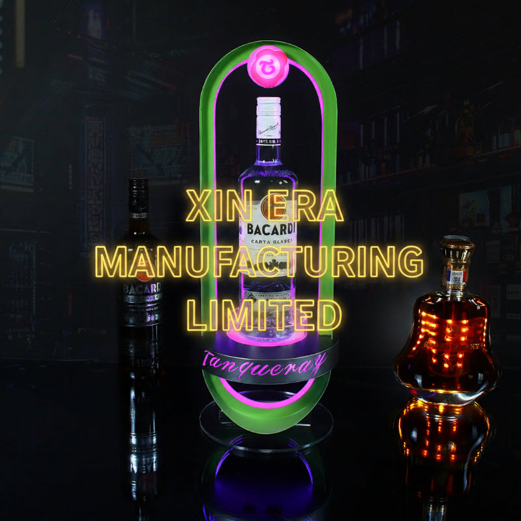 Luminous capsule liquor display stand with purple base LED light