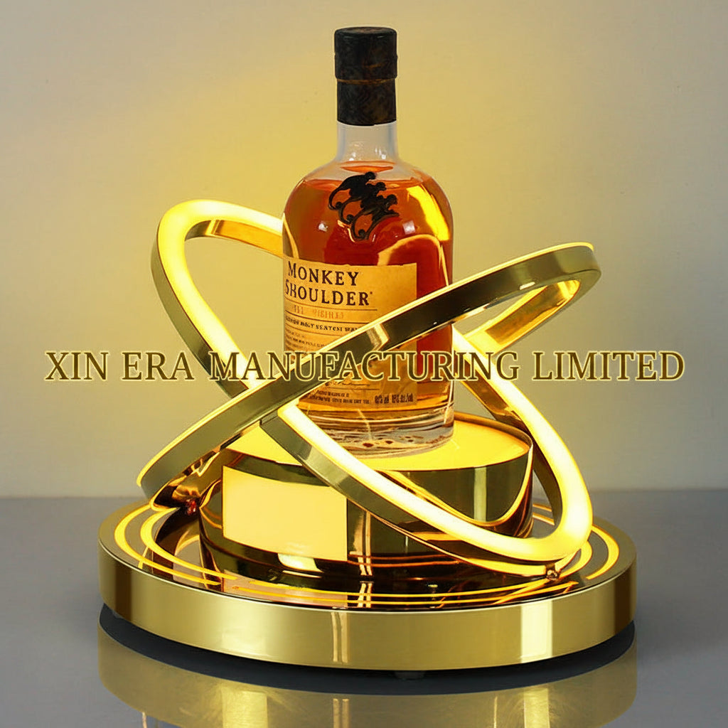 Xinera-Custom-Gold-Orbit-LED-Bottle-Glorifier-Triple-Ring-Luminous-Liquor-Display-Base-VIP-Service-Factory-Real-Shot