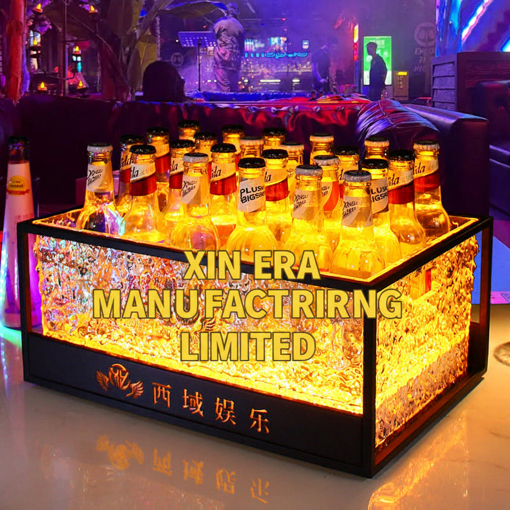Xinera-Diamond-Textured-LED-Ice-Bucket-High-Capacity-VIP-Bottle-Cooler-Factory-Real-Shot