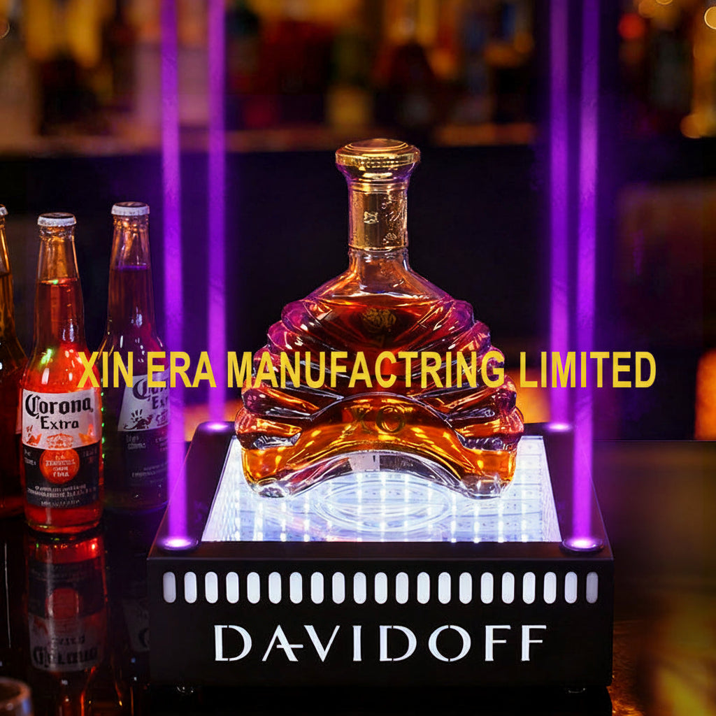Xinera-Custom-Davidoff-Logo-LED-Infinity-Mirror-Bottle-Glorifier-Luminous-Liquor-Display-Base-Nightclub-VIP-Service-Factory-Real-Shot