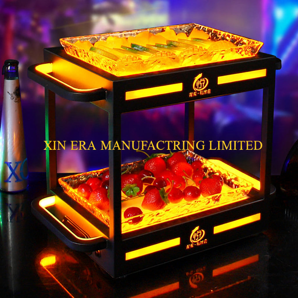 Xinera-Double-Tier-LED-Fruit-Tray-Warm-Luminous-Snack-Service-Rack-Custom-Club-Tableware-Real-Shot