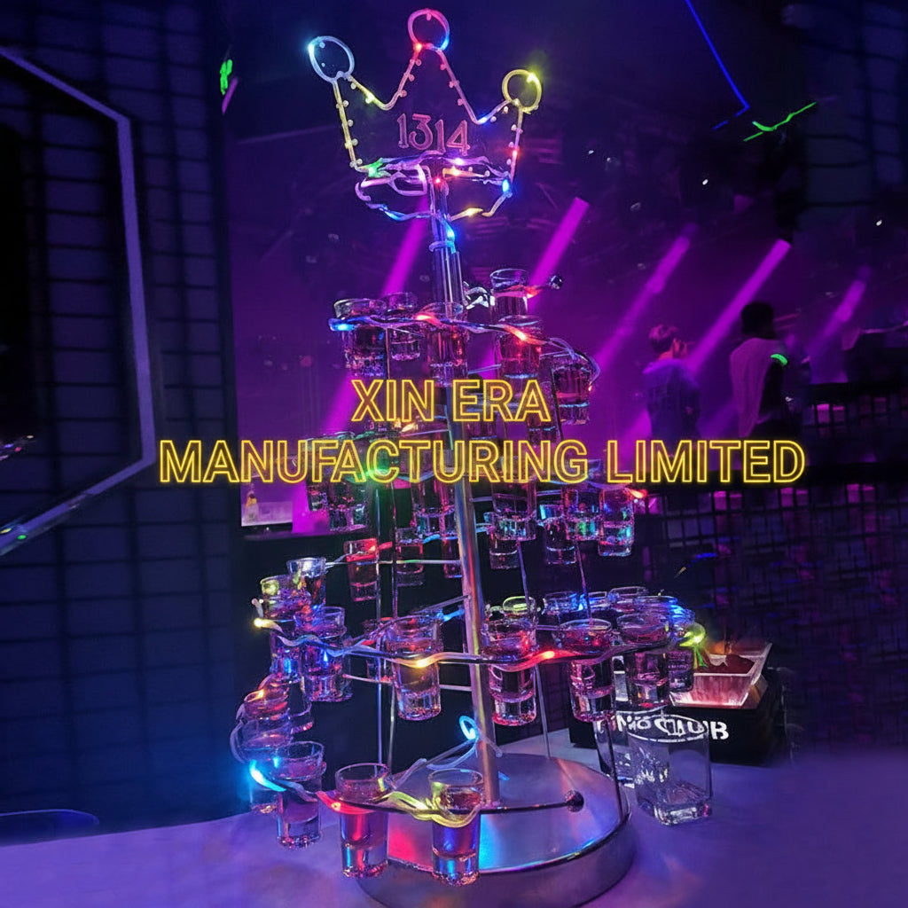 Spiral Crown LED Shot Glass Holder - Rotating Luminous Glorifier for VIP Nightclub Service