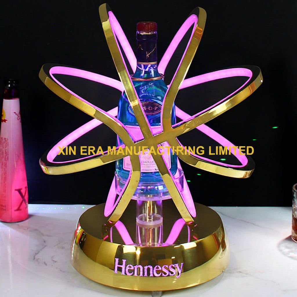 Xinera-Stainless-Steel-Golden-Atom-LED-Bottle-Glorifier-VIP-Display-Factory-Real-Shot