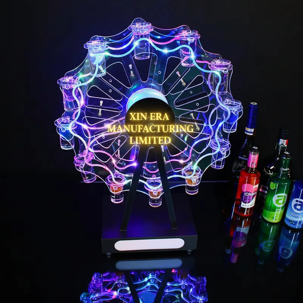 Custom Bottle Glorifiers with Rotating LED Shot Glass Tray for Nightclubs