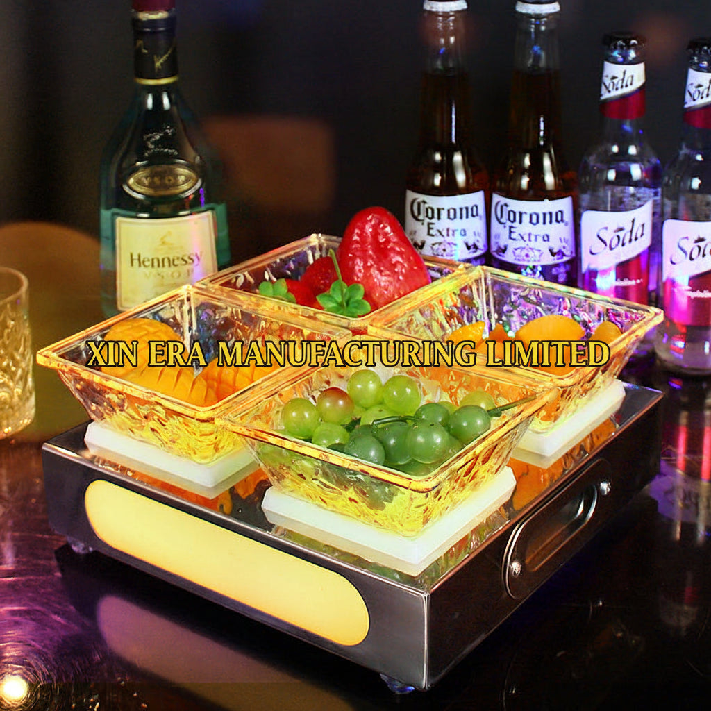 Xinera-Stainless-Steel-LED-4-Bowl-Fruit-Tray-VIP-Nightclub-Snack-Display-Real-Shot