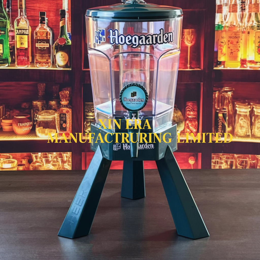 Xinera-Custom-Hoegaarden-Logo-LED-Drink-Dispenser-Luminous-Ice-Bucket-with-Tap-Tripod-Stand-Nightclub-VIP-Service-Factory-Real-Shot