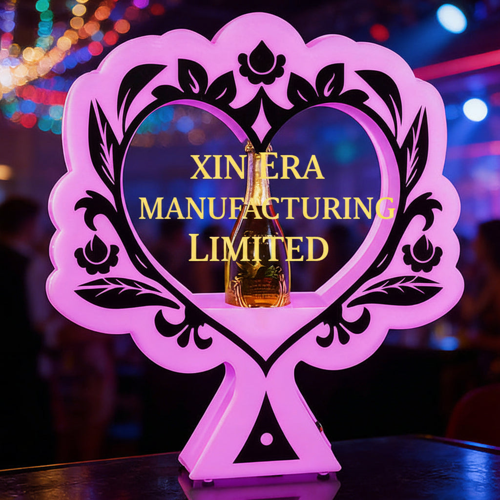 Xinera-Heart-Shaped-LED-Bottle-Presenter-Custom-Luminous-Champagne-Glorifier-VIP-Service-Factory-Real-Shot