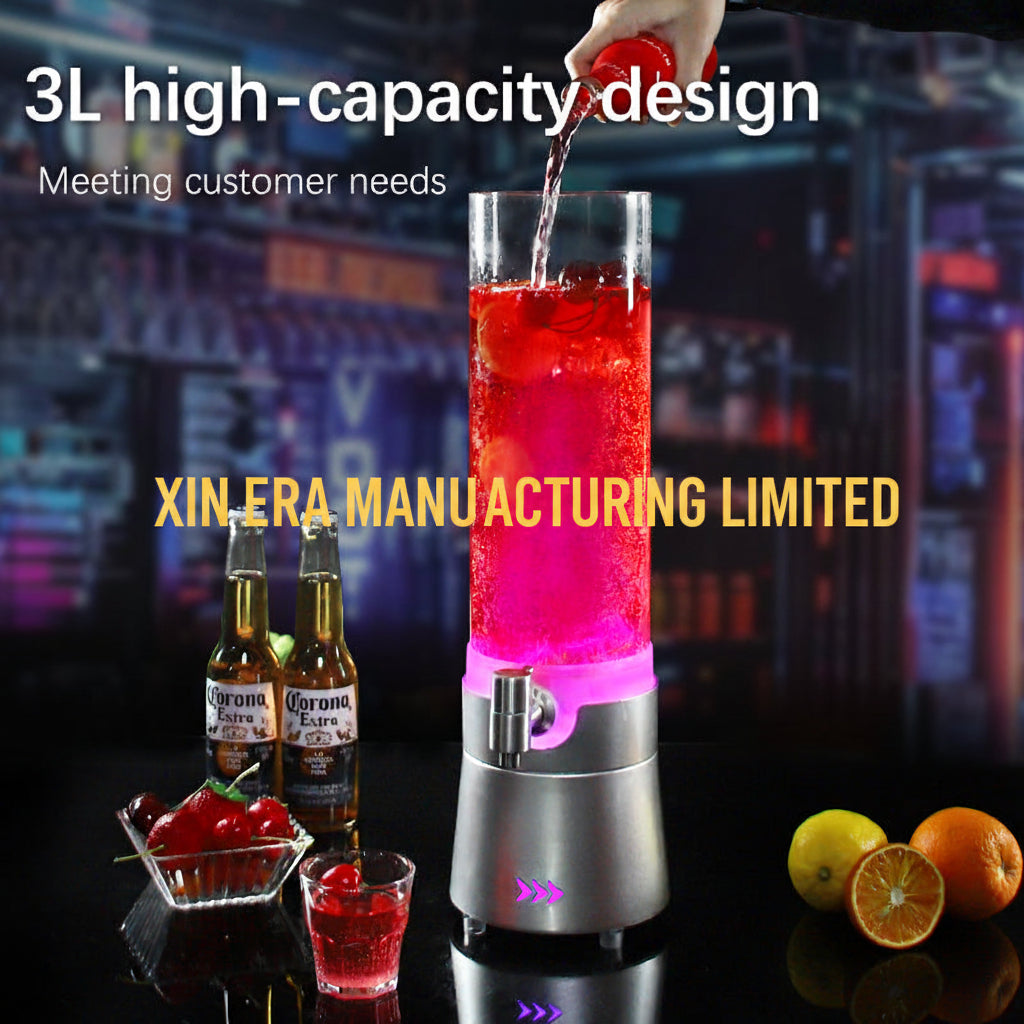 Xinera-XE-BT-032V3L-Luxury-3L-LED-Beer-Tower-Dynamic-V-Arrow-Base-Luminous-Juice-Cocktail-Dispenser-With-Tap-Nightclub-VIP-Table-Service-Factory-Real-Shot