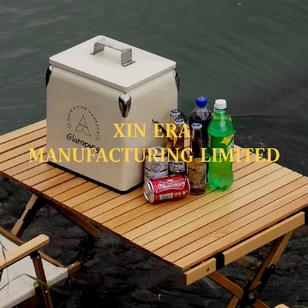 Xinera-Insulated-Glamping-Cooler-Outdoor-Ice-Chest-Vintage-Cream-Metal-Handle-Camping-Gear