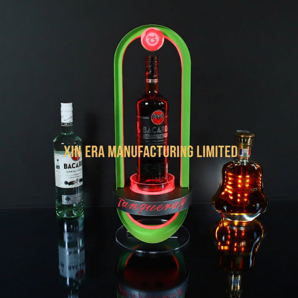 Glow in the dark arch shape VIP bottle holder with red LED illumination