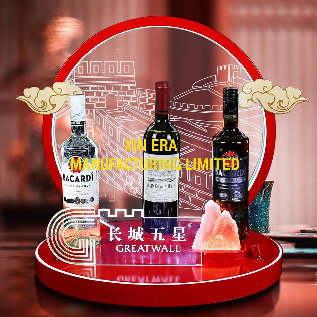 Custom Great Wall theme LED brand glorifier for wine bottle display