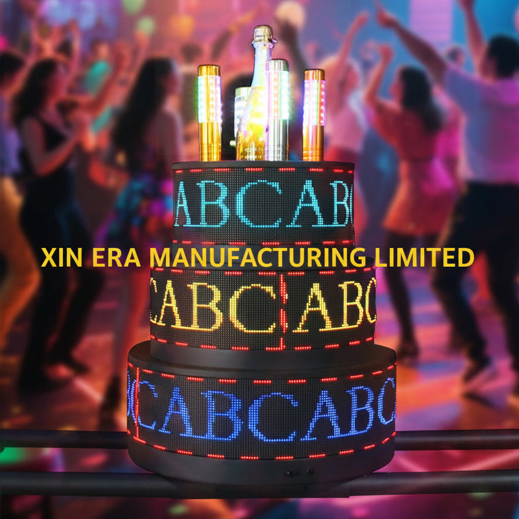 Xinera-Programmable-3-Tier-LED-Cake-Bottle-Presenter-App-Controlled-Scrolling-Text-Nightclub-VIP-Display