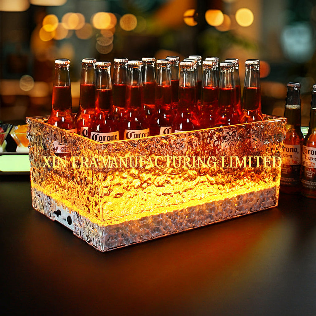 Xinera-028-Luxury-LED-Ice-Bucket-Square-Ice-Pattern-Glowing-Champagne-Beer-Tub-Warm-Golden-Light-Nightclub-VIP-Lounge-Factory-Real-Shot