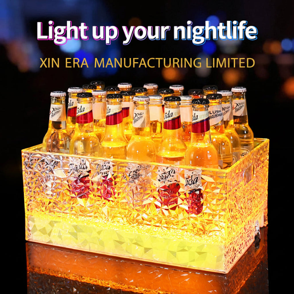 Xinera-Luxury-Blue-Diamond-Texture-LED-Ice-Bucket-Rectangular-Acrylic-Wine-Champagne-Cooler-Nightclub-VIP-Bottle-Service-Factory-Real-Shot