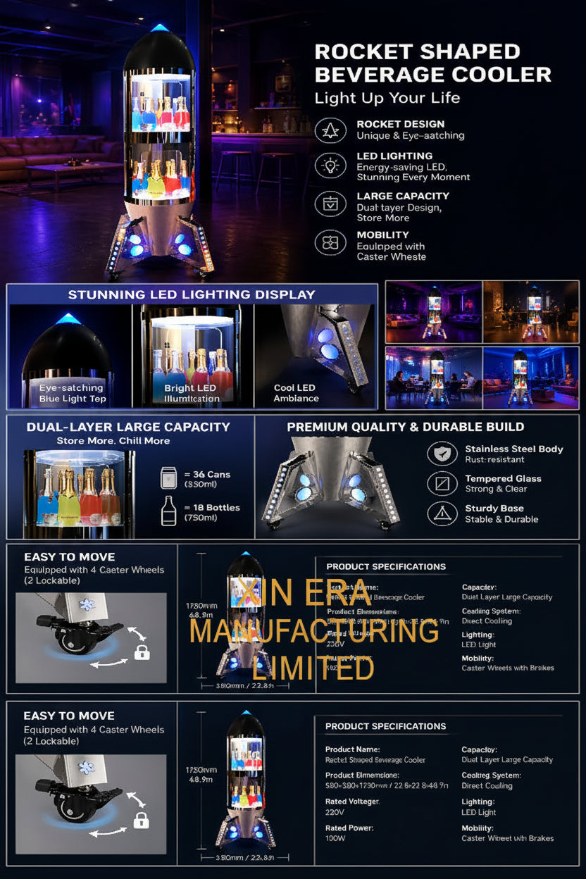 Xinera-Rocket-Shaped-LED-Champagne-Display-Cabinet-Luminous-Multi-Tier-Bottle-Glorifier-Nightclub-VIP-Service-Factory-Real-Shot