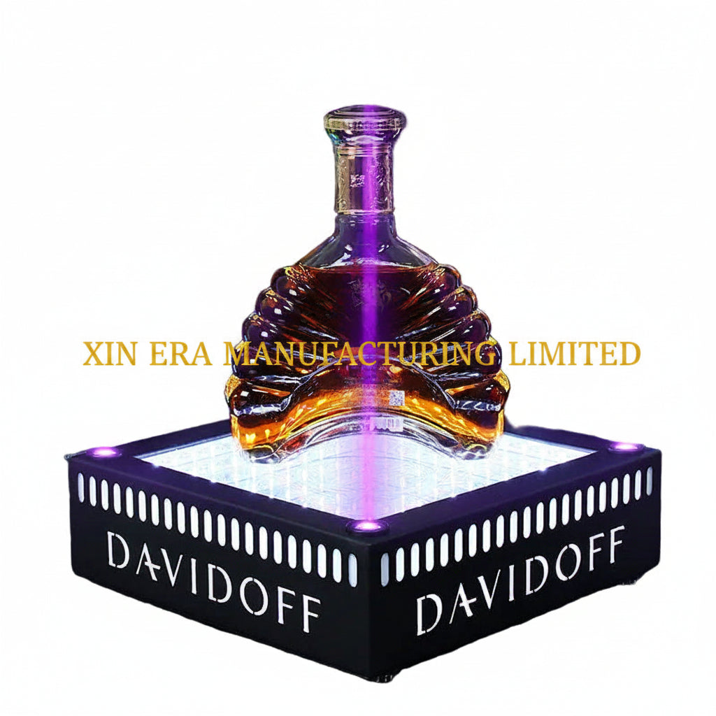 Xinera-Custom-Davidoff-Logo-LED-Infinity-Mirror-Bottle-Glorifier-Luminous-Liquor-Display-Base-Nightclub-VIP-Service-Factory-Real-Shot