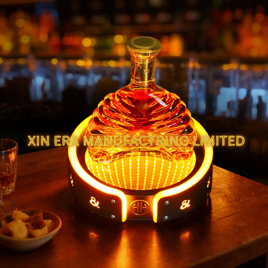 Xinera-Custom-LED-Infinity-Mirror-Bottle-Glorifier-Yellow-Luminous-Display-Base-Nightclub-VIP-Service-Factory-Real-Shot