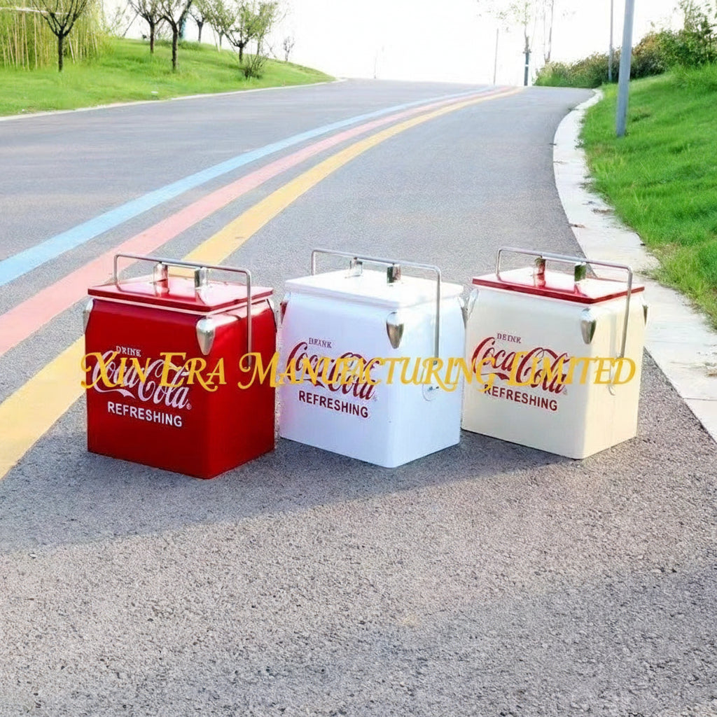 Xinera-Insulated-Glamping-Cooler-Outdoor-Ice-Chest-Vintage-Cream-Metal-Handle-Camping-Gear