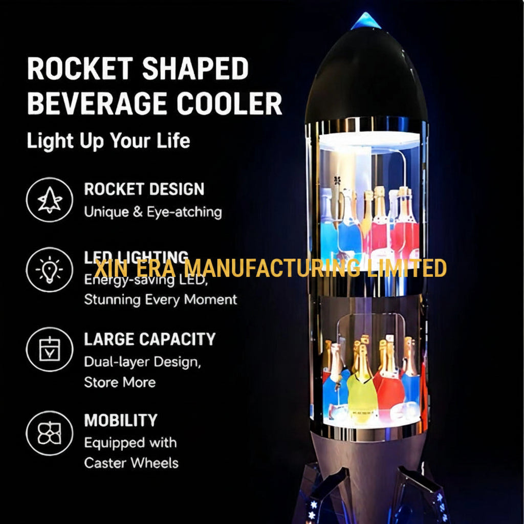 Xinera-Rocket-Shaped-LED-Champagne-Display-Cabinet-Luminous-Multi-Tier-Bottle-Glorifier-Nightclub-VIP-Service-Factory-Real-Shot