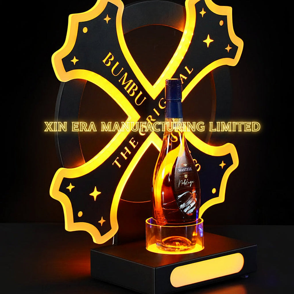 Xinera-Custom-X-Shaped-LED-Bottle-Glorifier-Luminous-Liquor-Display-Base-VIP-Service-Nightclub-Factory-Real-Shot