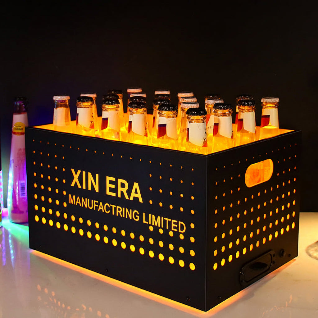 Xinera-Black-Dotted-LED-Ice-Bucket-Custom-Logo-Nightclub-VIP-Service-Factory-Real-Shot