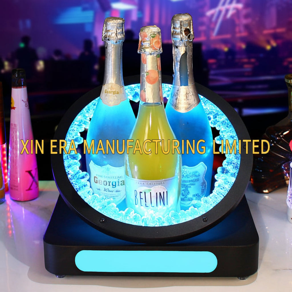 Stainless-Steel-RGB-LED-Bottle-Glorifier-Mirror-Finish-Chrome-VIP-Spirit-Display-by-Xinera