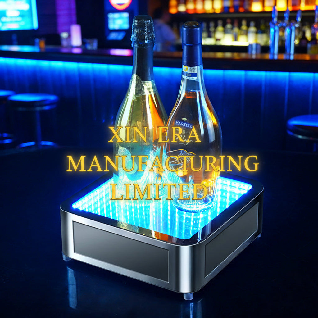 Xinera-Square-LED-Infinity-Mirror-Bottle-Glorifier-Luminous-Liquor-Display-Base-VIP-Service-Nightclub-Factory-Real-Shot