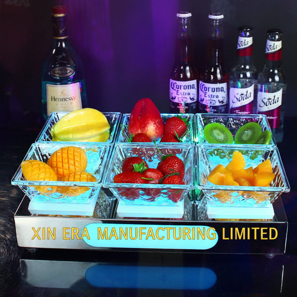 Xinera-Stainless-Steel-LED-4-Bowl-Fruit-Tray-VIP-Nightclub-Snack-Display-Real-Shot