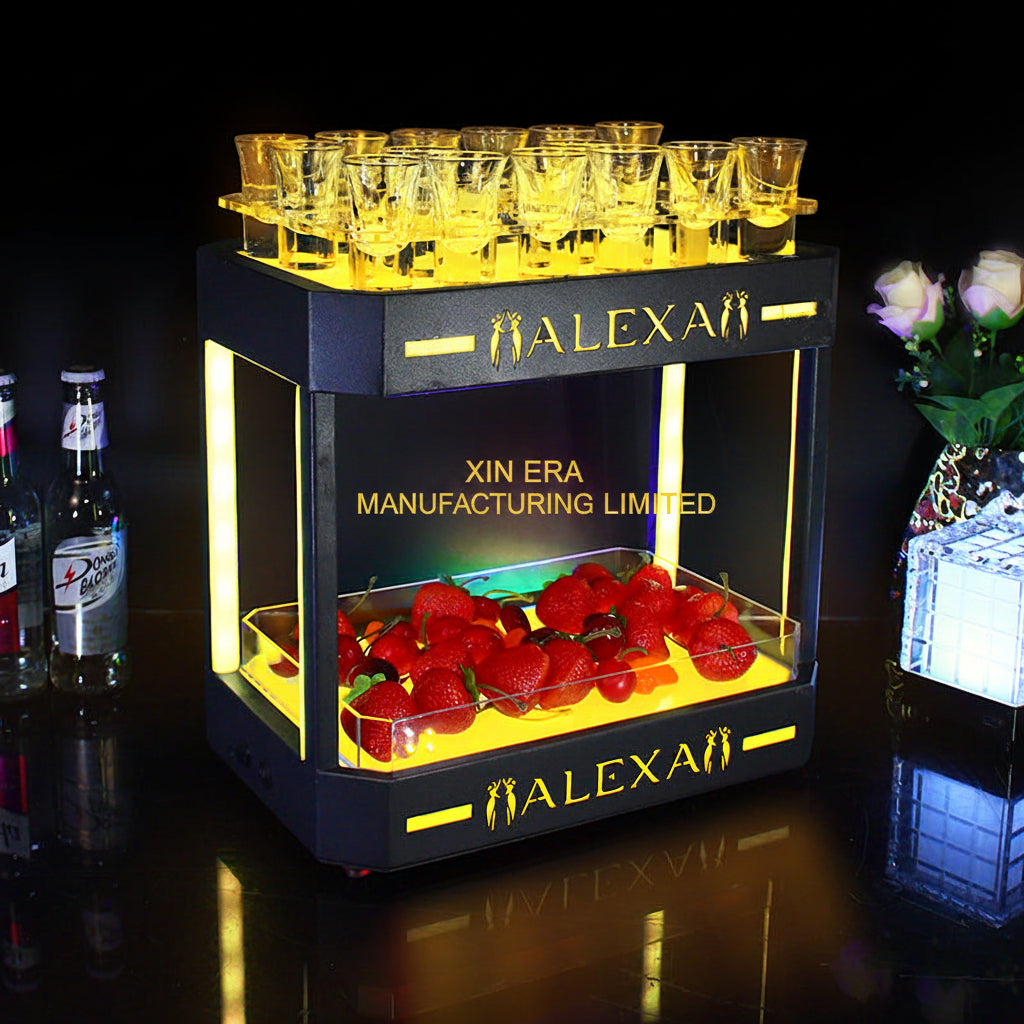 Luxury 2-Tier LED Shot Glass Holder & Fruit Platter Combo
